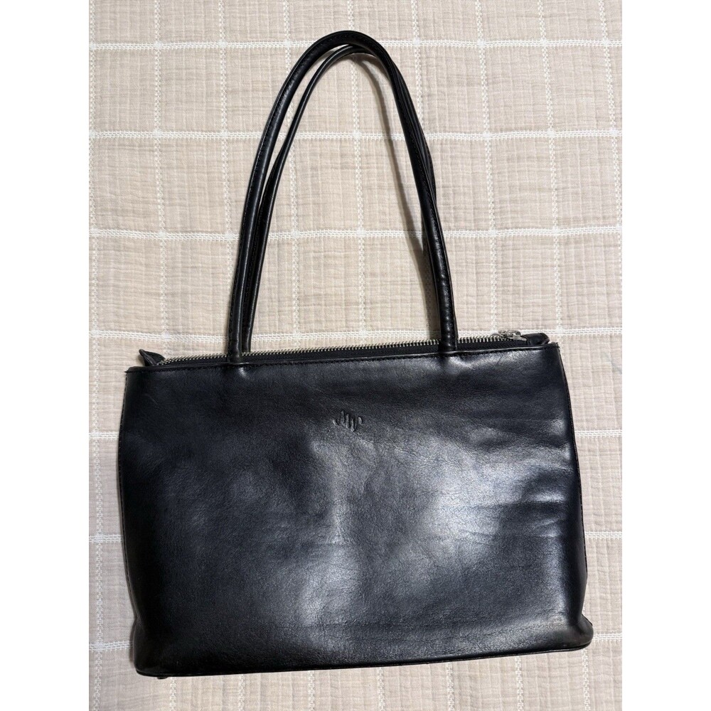Vintage Classic Monsac Smooth Leather Shoulder Black Bag Made In Italy